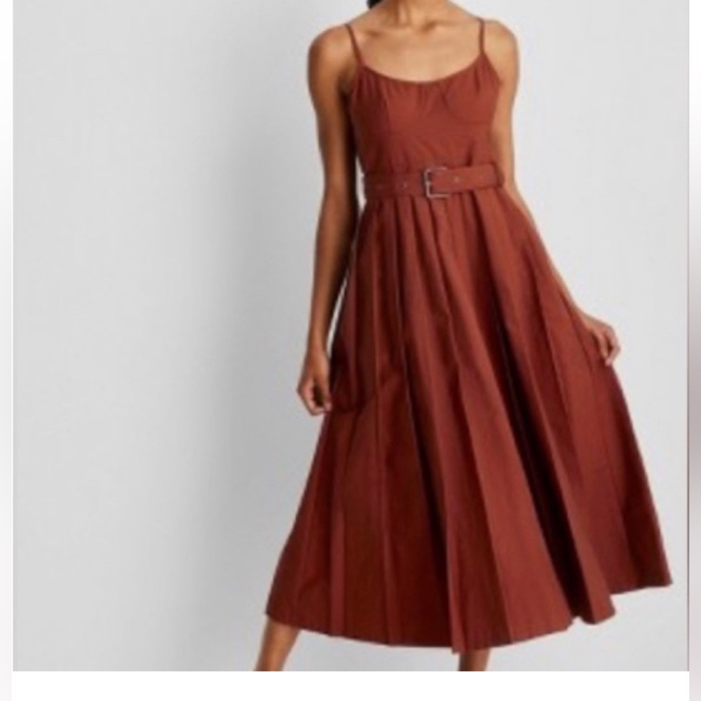 NWT Chic Rust Midi Dress with Belt